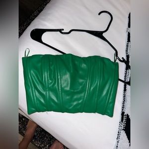Green leather corset